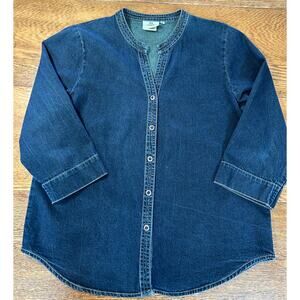 Hot Cotton by Marc Ware Denim Tunic Blouse Jacket Women’s Sz S  Snap Front